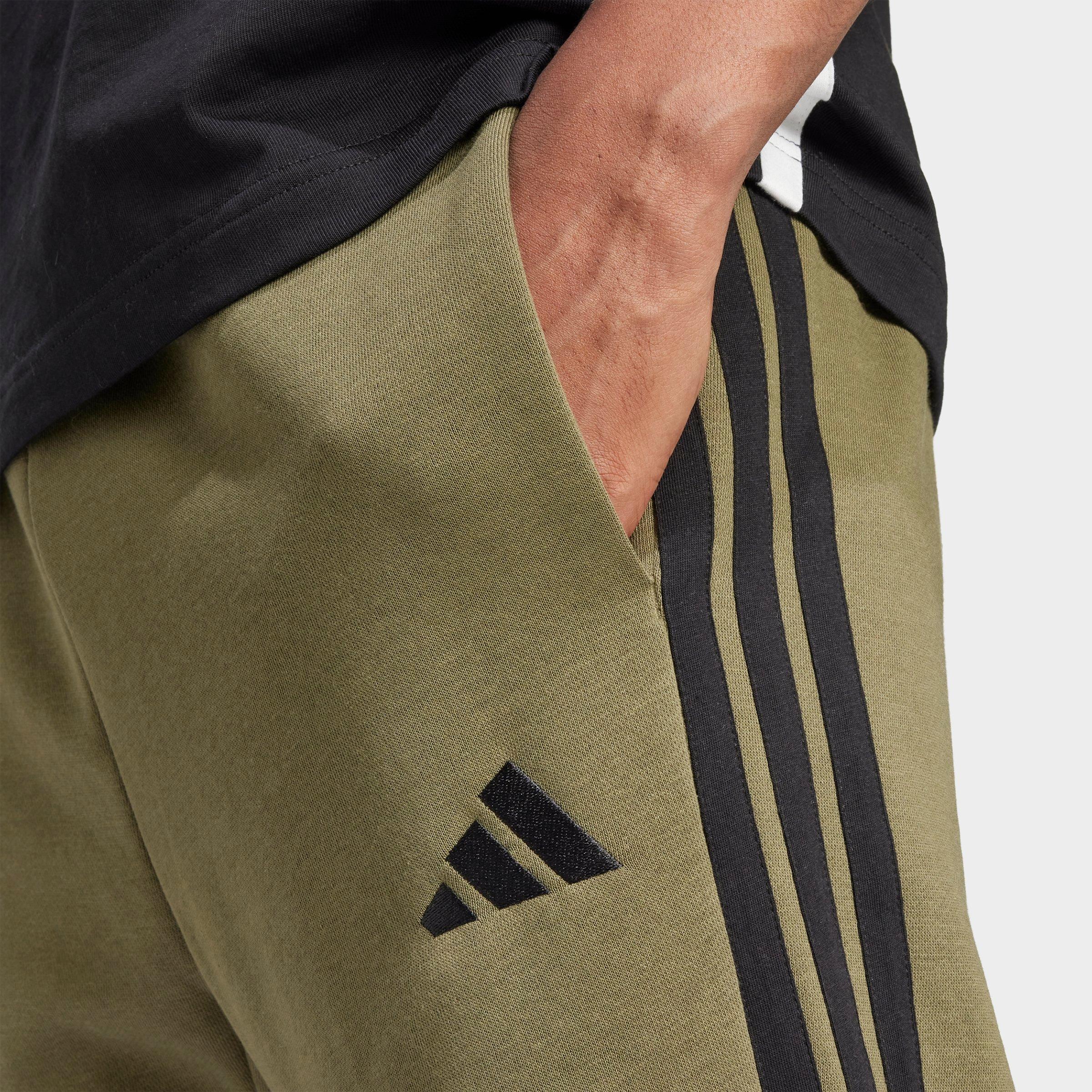 Men's adidas Essentials 3-Stripes Fleece Jogger Pants - Olive Strata/Black