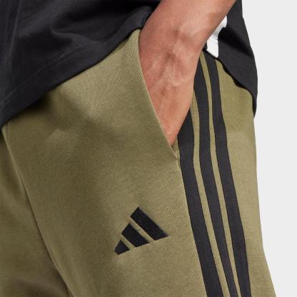 Men's adidas Essentials 3-Stripes Fleece Jogger Pants - Olive Strata/Black