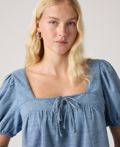 Levi's Premium Women's Darling Short-Sleeve Cutwork Blouse - Breezy Blues