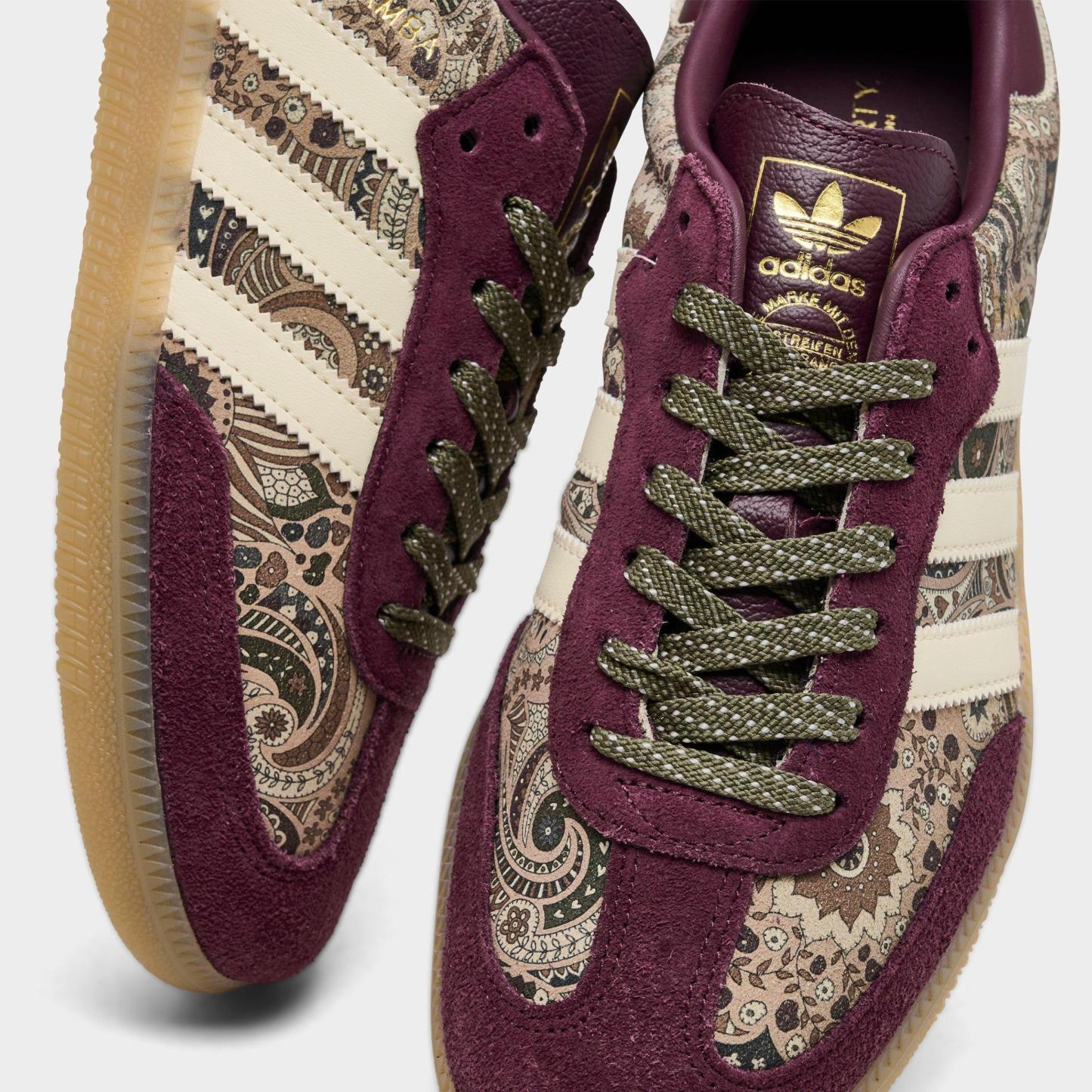 Women's adidas Originals Samba OG Casual Shoes - Part 7 - Maroon/Warm Vanilla/Olive Strata - Detail shot