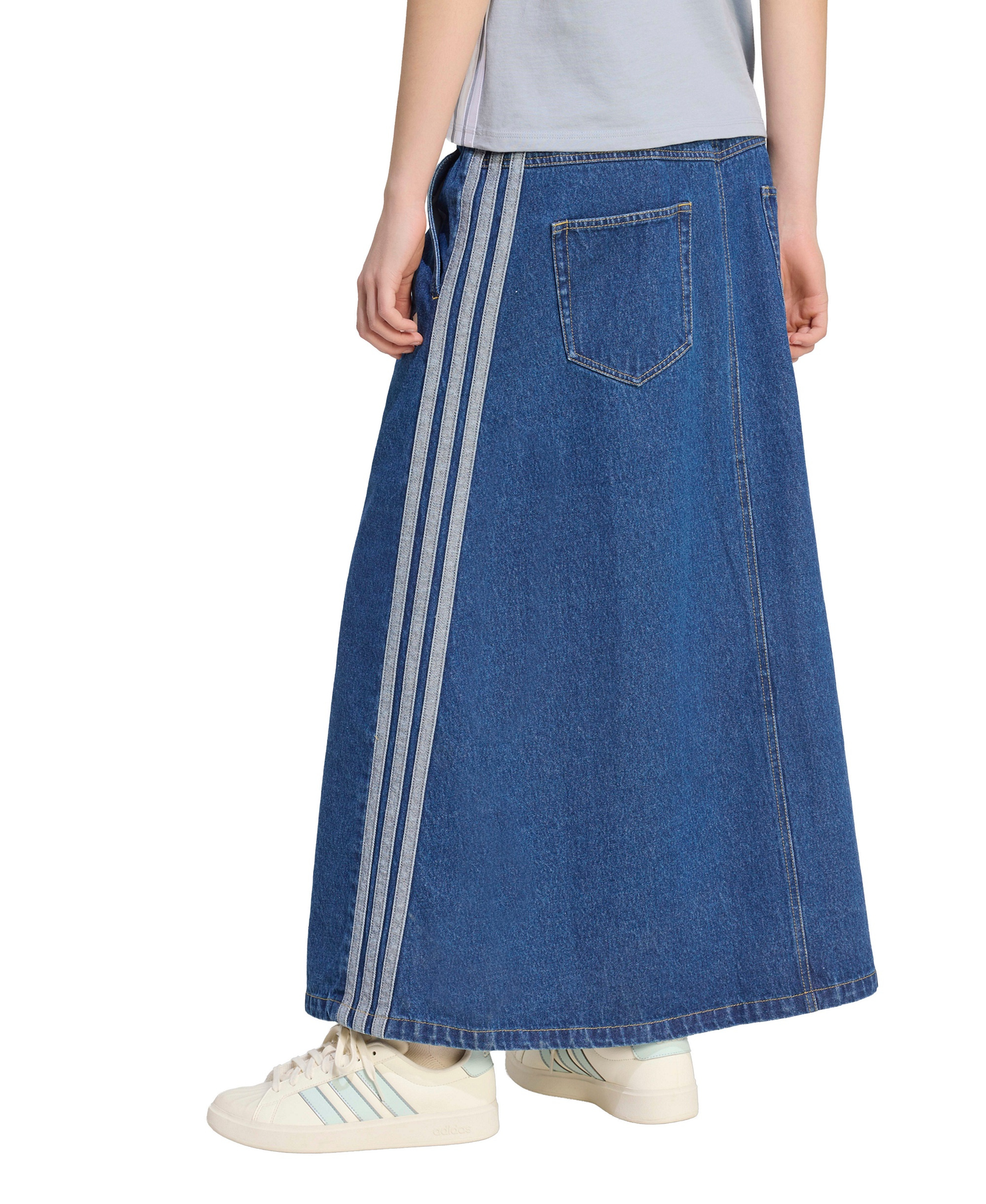 adidas Women's Stadium Washed Denim Loose-Fit Skirt - Power Pink/White
