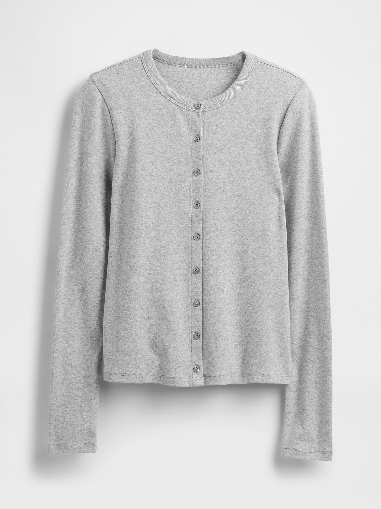 Modern Crewneck Cardigan - Light heather grey