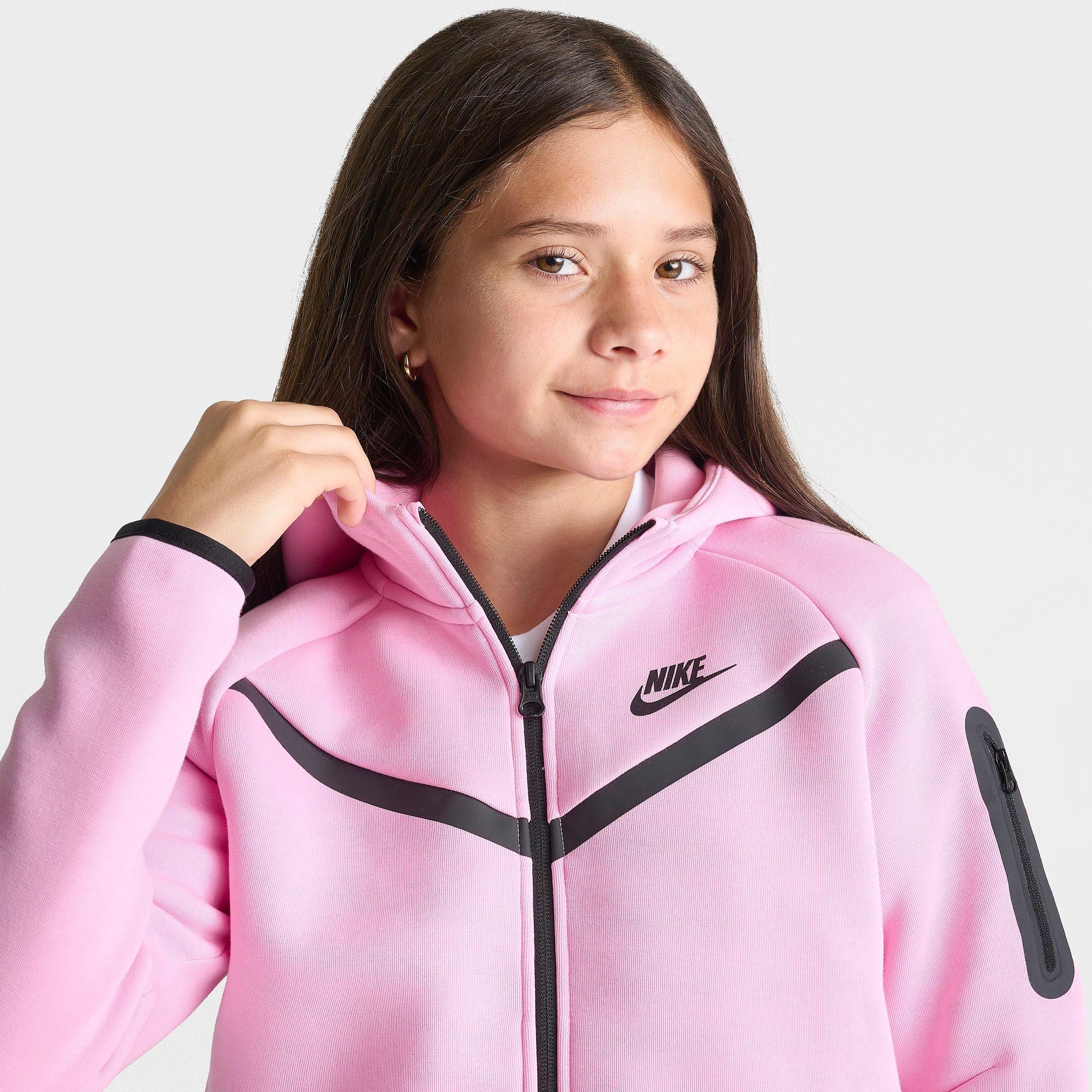 Girls' Big Kids' Nithtke Sportswear Tech Fleece Full-Zip Hoodie - Pink Rise/Black