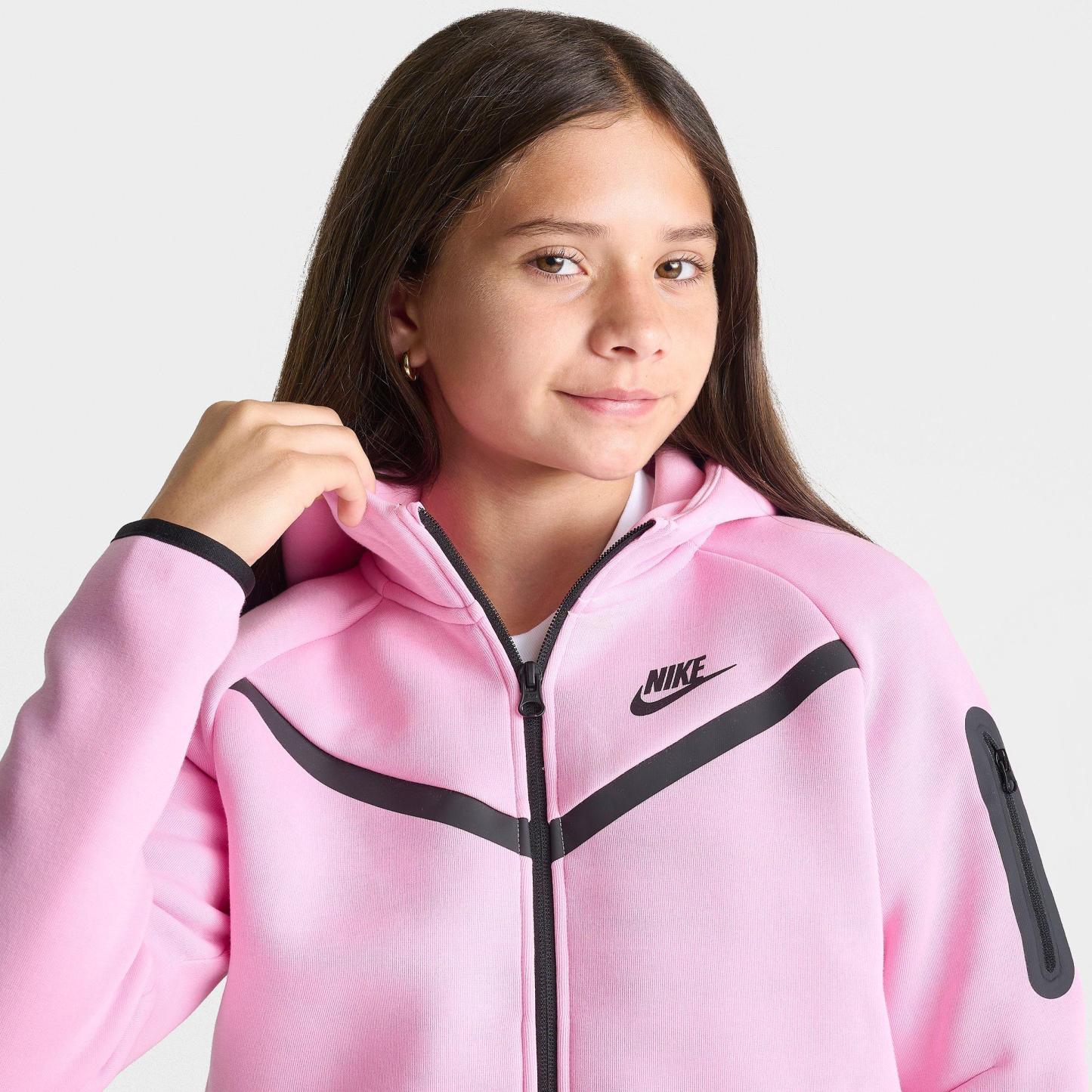 Girls' Big Kids' Nithtke Sportswear Tech Fleece Full-Zip Hoodie - Pink Rise/Black