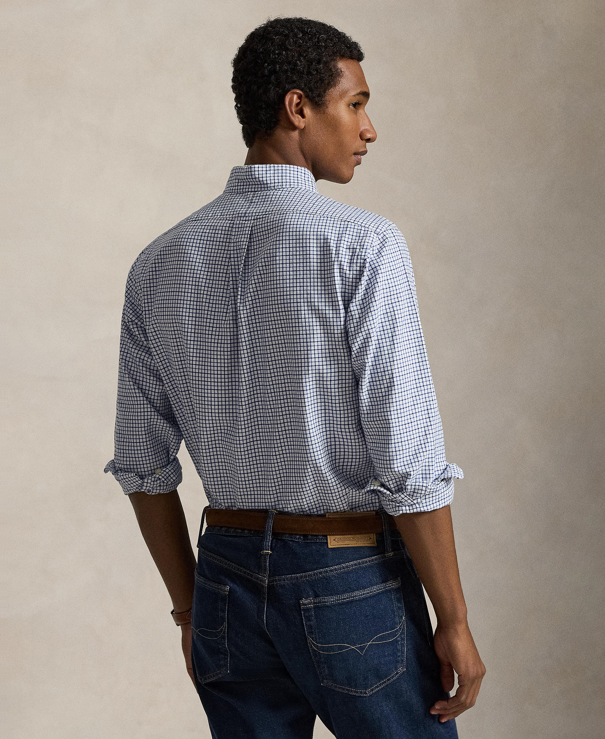 Polo Ralph Lauren Men's Classic-Fit Plaid Brushed Oxford Shirt - Blue/White