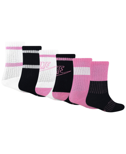 Nike Boys' and Girls' 4-7 Retro Crew Socks, 6-Pack - Pink Glow