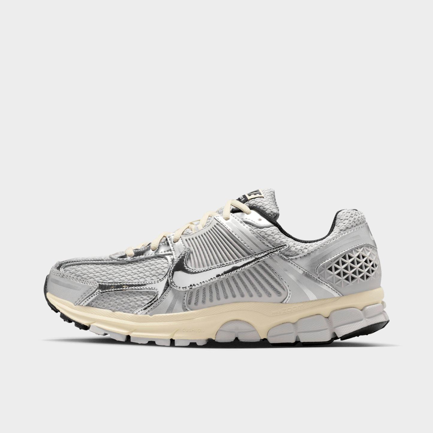 Men's Nithtke Zoom Vomero 5 Casual Shoes - Part 1 - Grey Fog/Metallic Silver/Coconut Milk/Chrome - Left shoe facing left. Outside of the shoe.