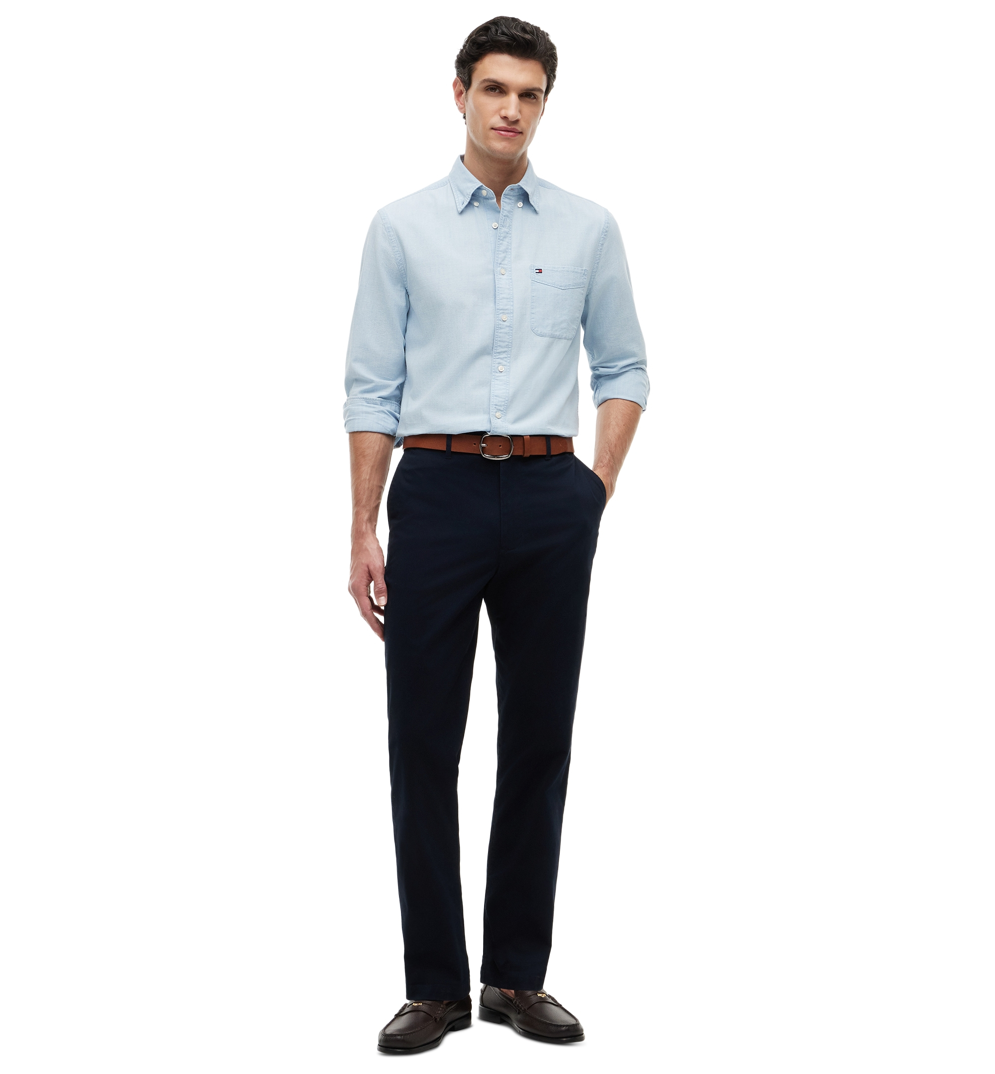 Tommy Hilfiger Men's Regular-Straight Fit Stretch Chino Pants - Desert Sky