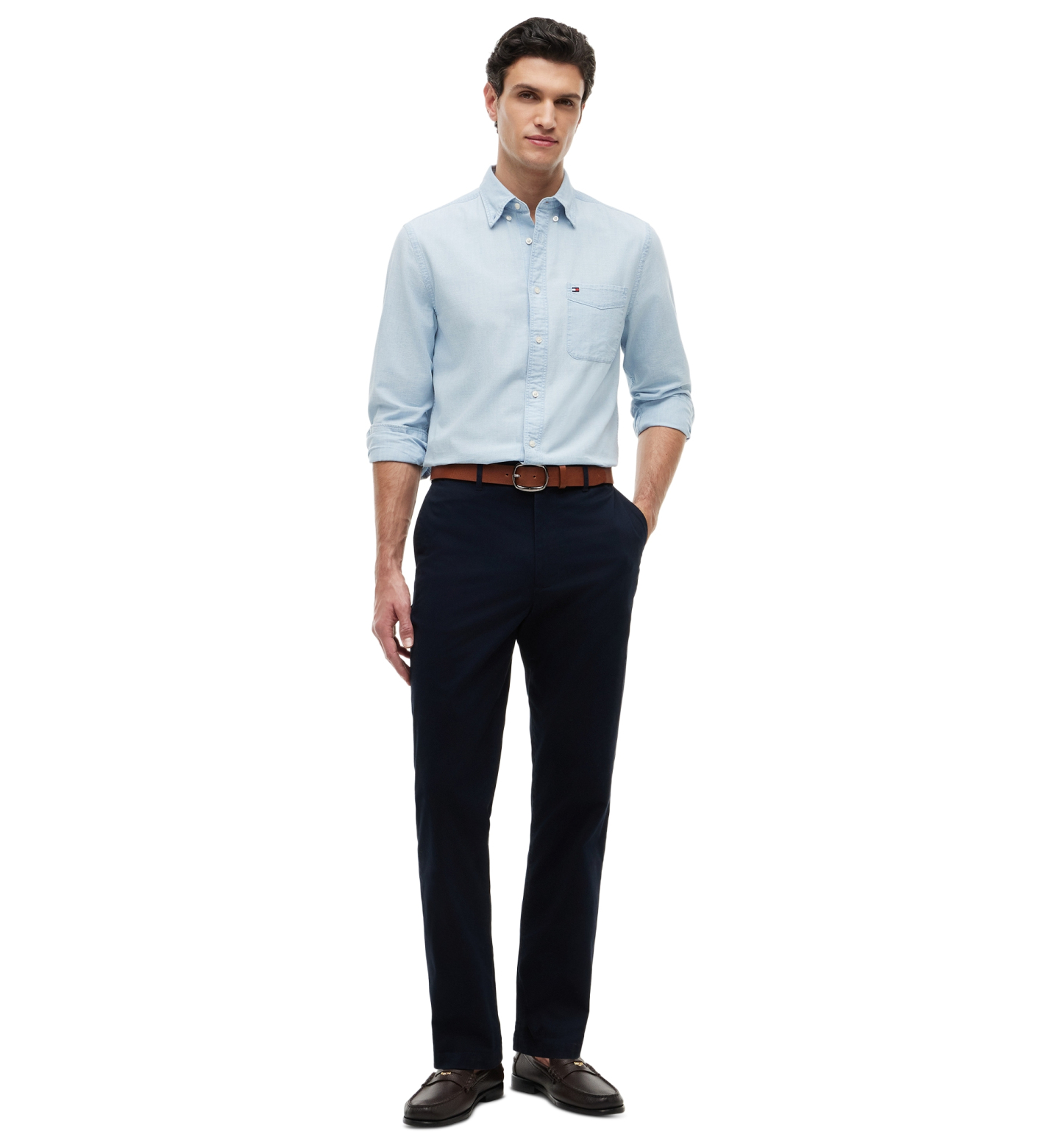 Tommy Hilfiger Men's Regular-Straight Fit Stretch Chino Pants - Desert Sky
