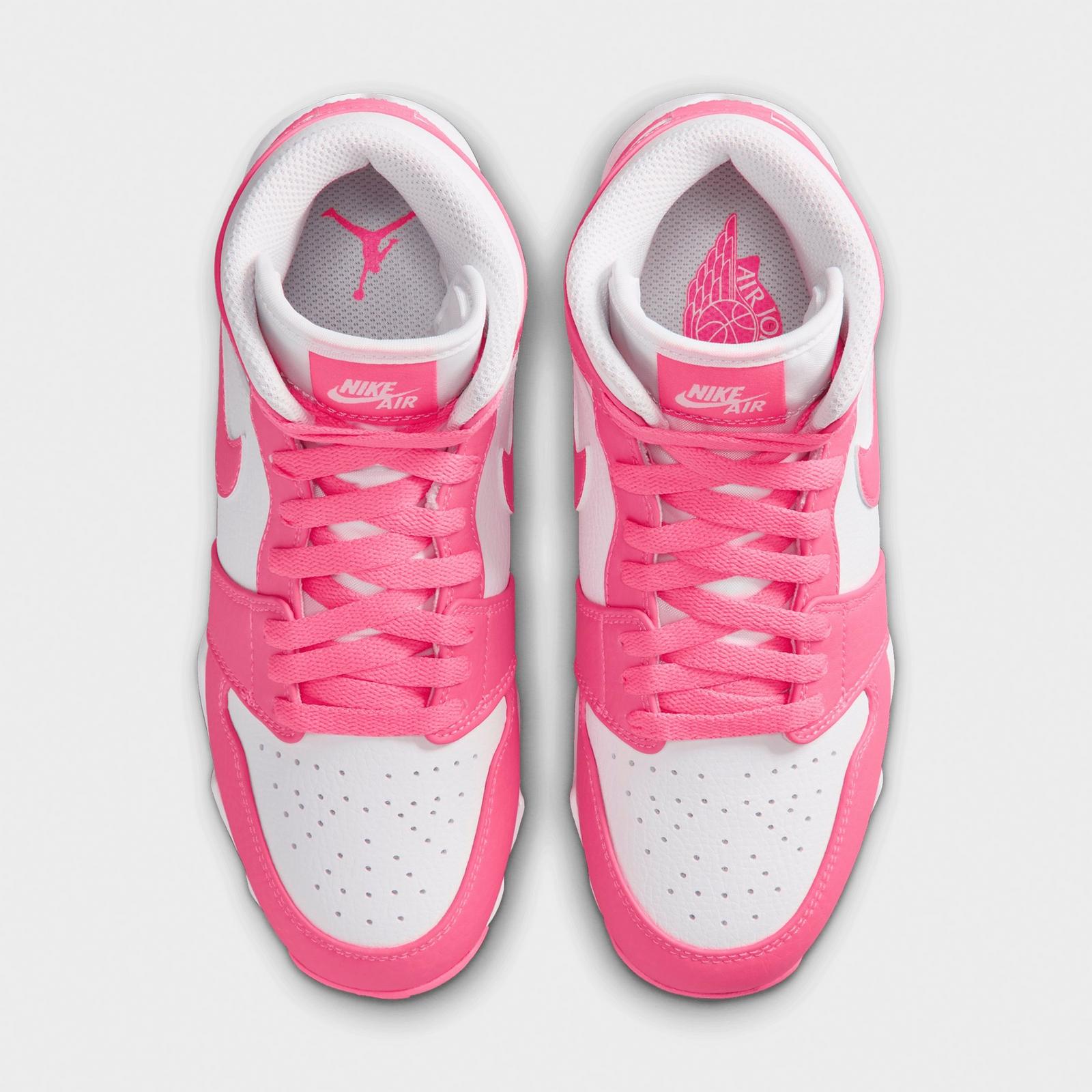 Big Kids' Air Jordan Retro 1 Mid Cleats - White/Digital Pink - view 5