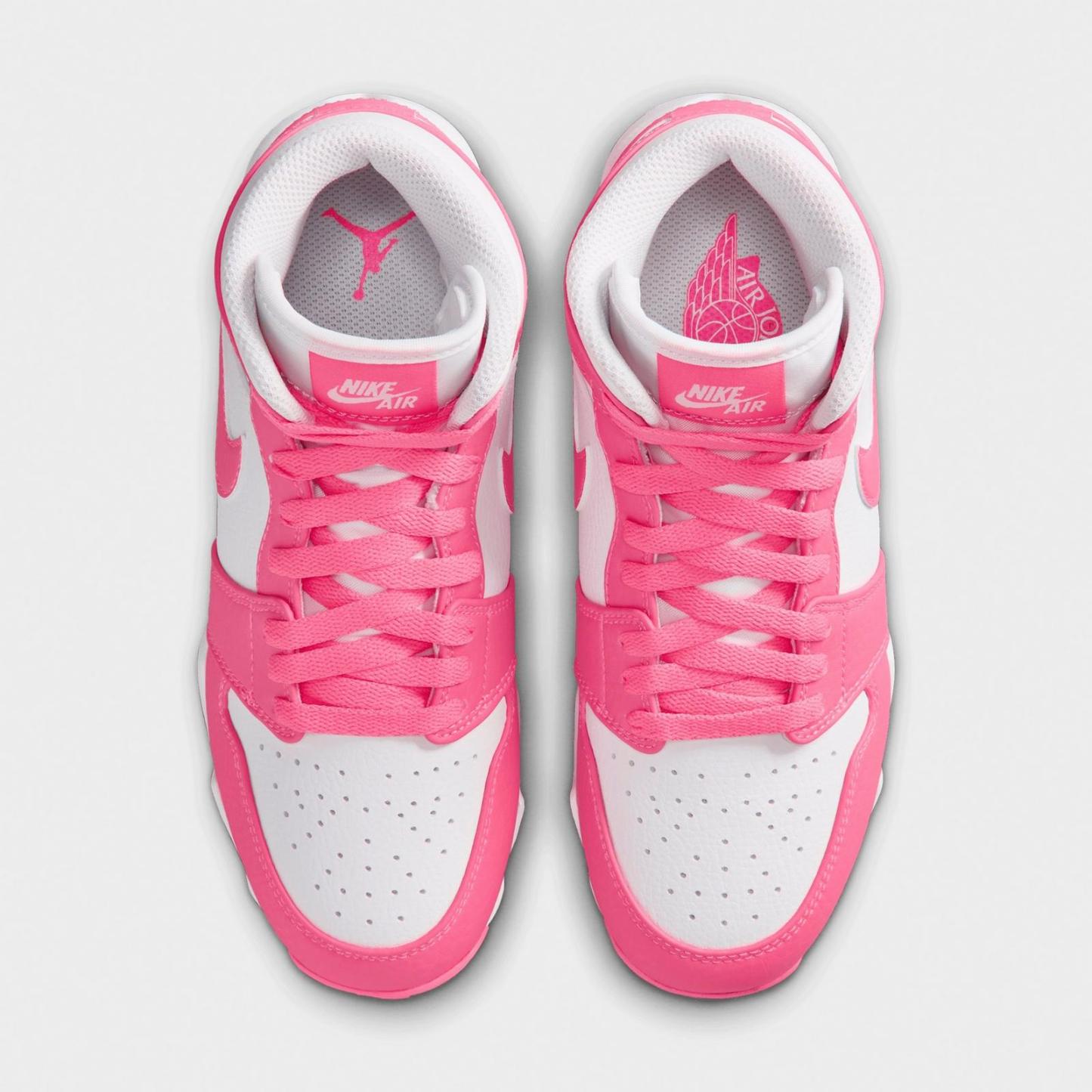 Big Kids' Air Jordan Retro 1 Mid Cleats - White/Digital Pink - view 5