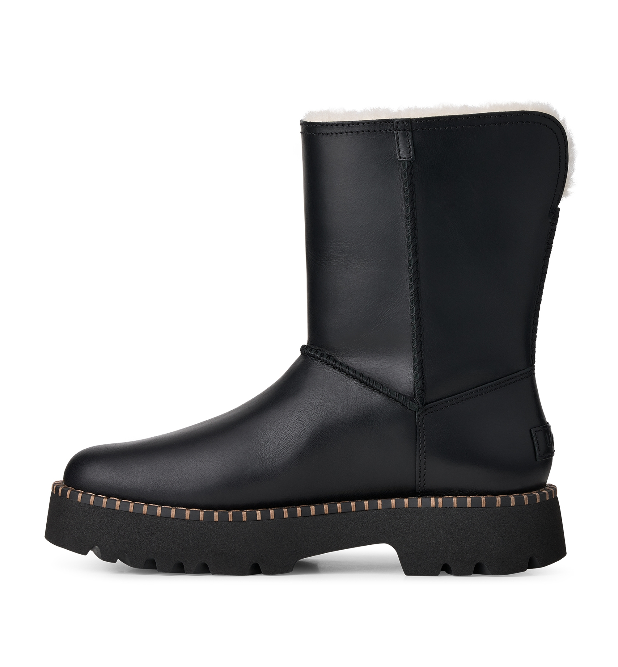 UGG® Women's Uptowner Round Toe Short Booties - Black Leather