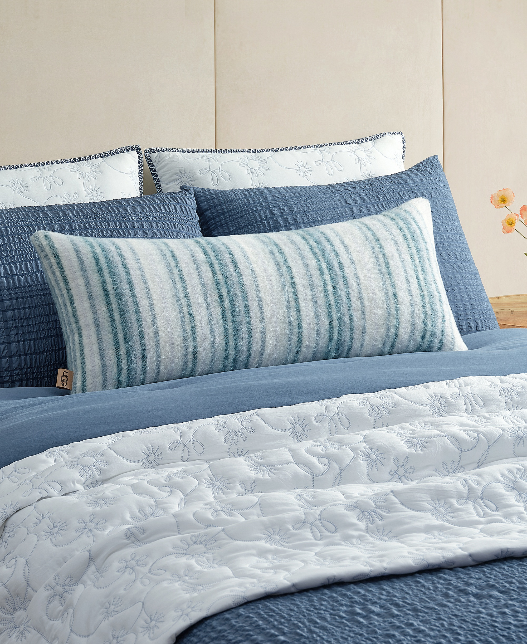 UGG® Joanna Lightweight Decorative Pillow, 36" x 14" - Silver Blue