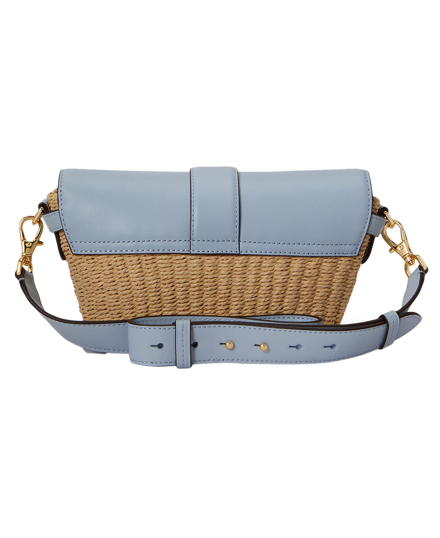 Lauren Ralph Lauren Lynden Small Straw-Leather Shoulder Bag - Blue