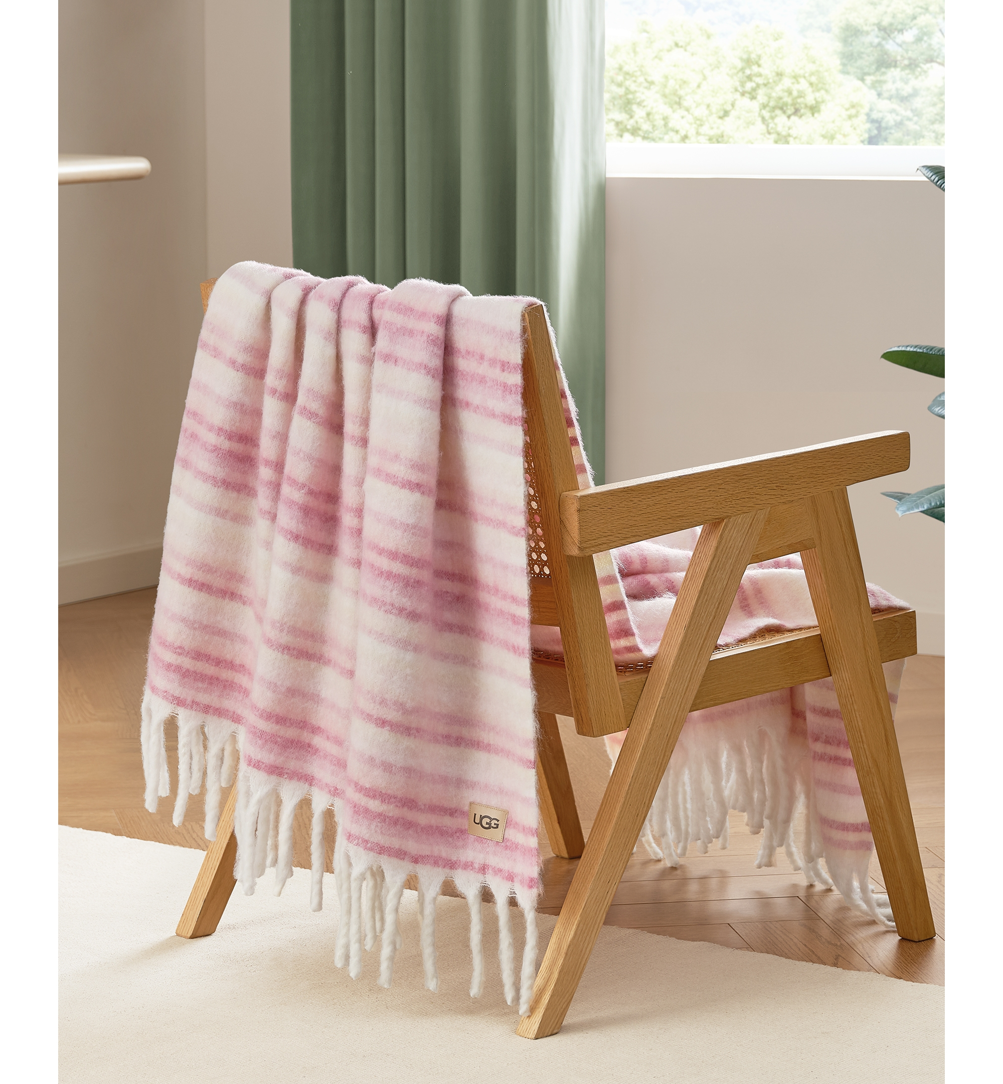 UGG® Joana Striped Throw, 50" x 70" - Dusty Orchid