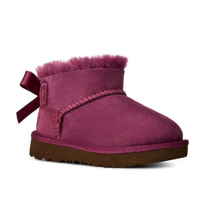 UGG® Toddler Kids Ultra Mini Bailey Bow Zipper Booties - Dark Winterberry