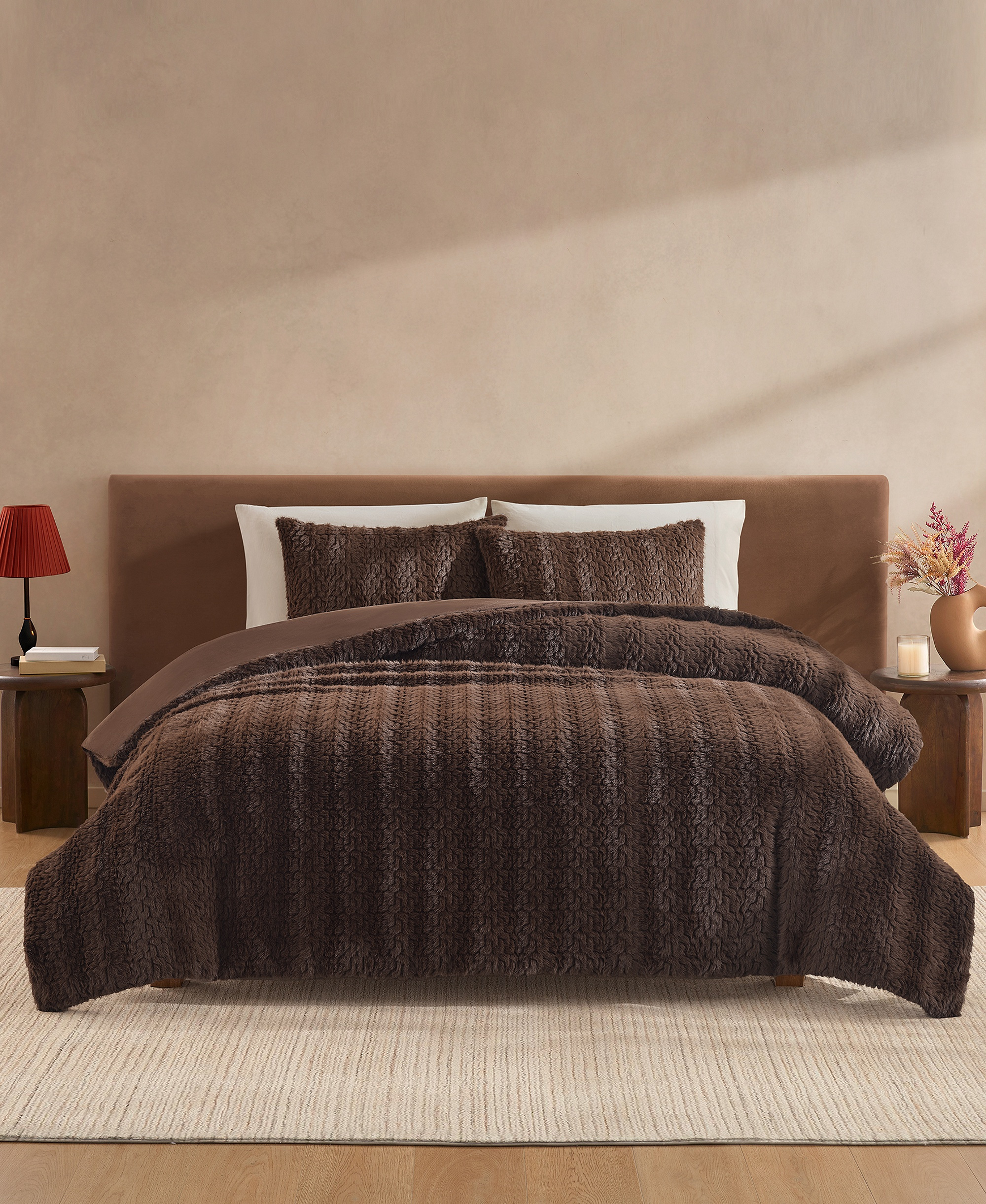 UGG® Lida Faux Fur 2-Piece Comforter Set, Twin/Twin XL - Burnt Cedar