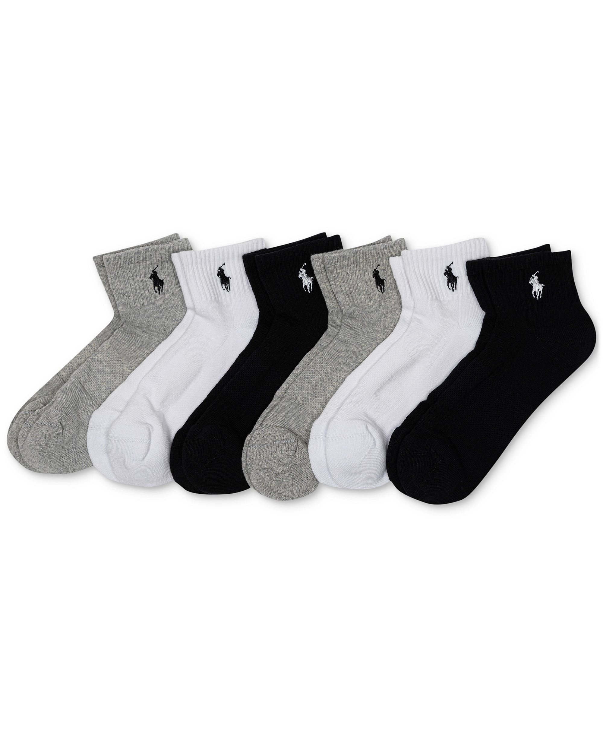 Polo Ralph Lauren Women's 6-Pk. Cushion Quarter Socks - Gray heather assortment