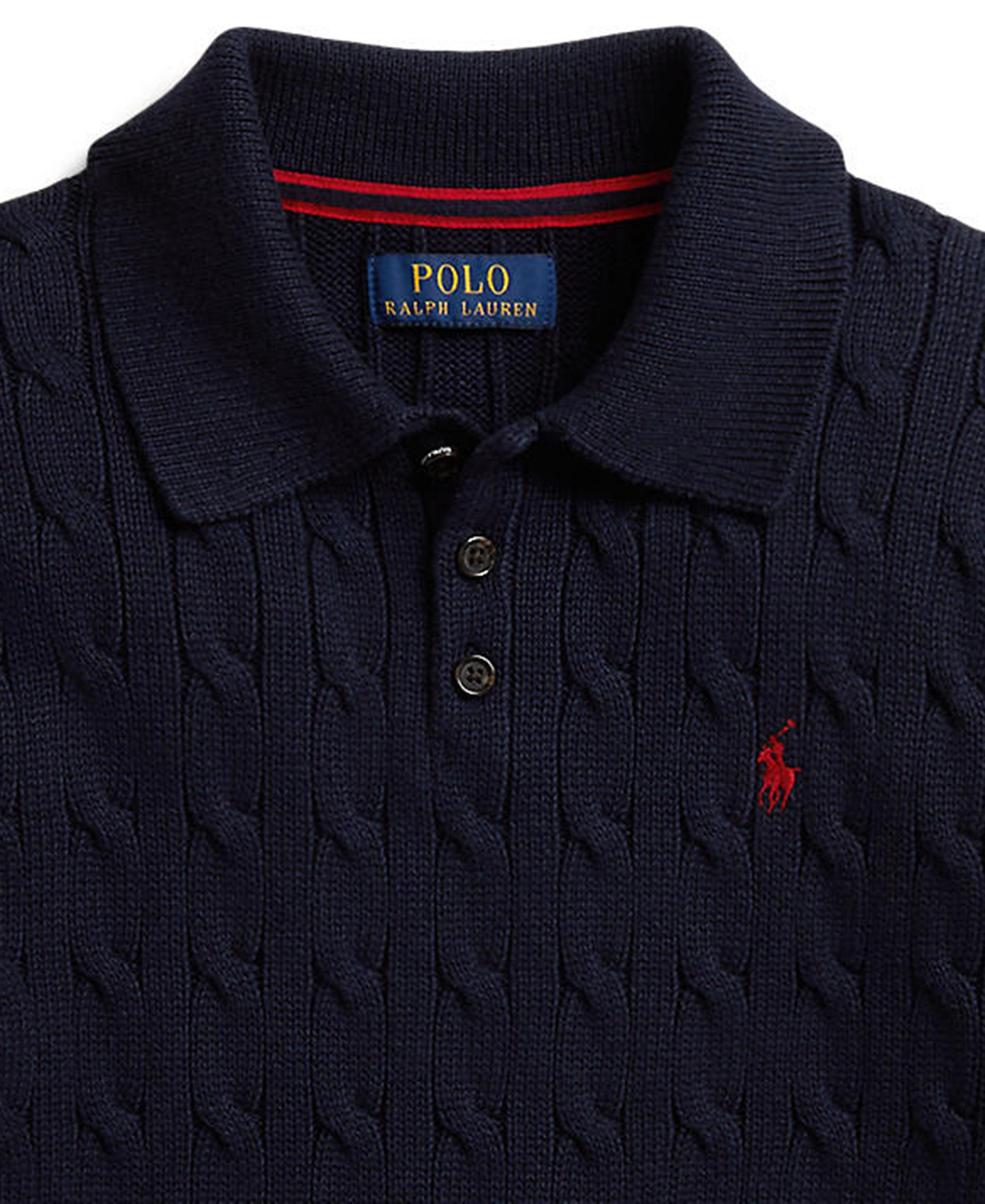 Polo Ralph Lauren Boys' 8-20 Cable-Knit Cotton Polo Sweater - RL Navy