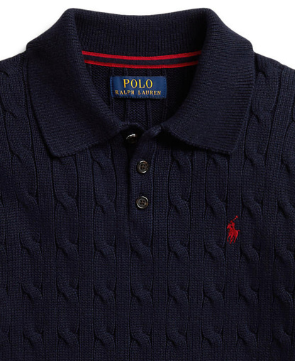 Polo Ralph Lauren Boys' 8-20 Cable-Knit Cotton Polo Sweater - RL Navy