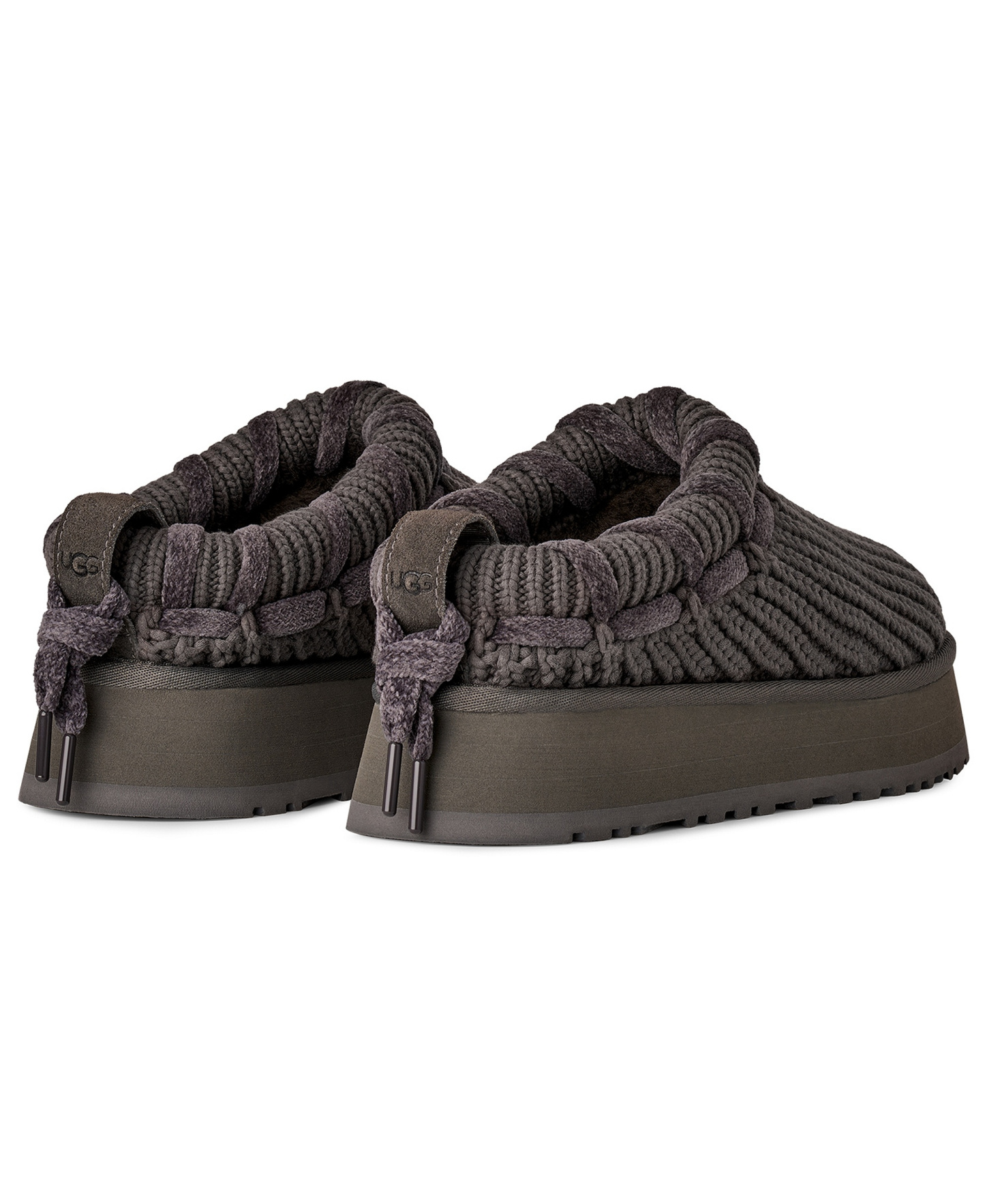 UGG® Women's Tazz Whipstitch Knit Slip-On Slippers - Charcoal