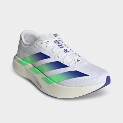 Men's adidas Adizero EVO SL Woven Running Shoes - Part 1 - Cloud White/Beam Green/Core White - Both shoes facing left