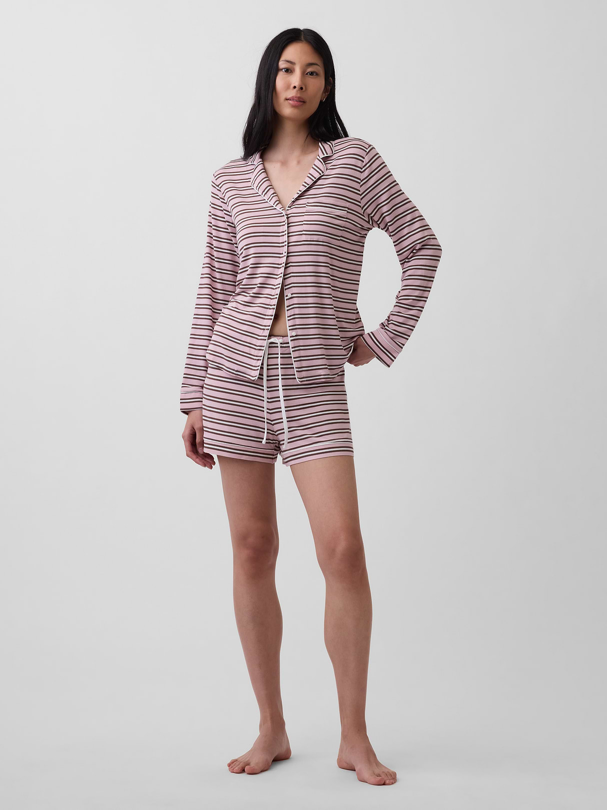 SoftMade Modal PJ Top - Bold pink stripe