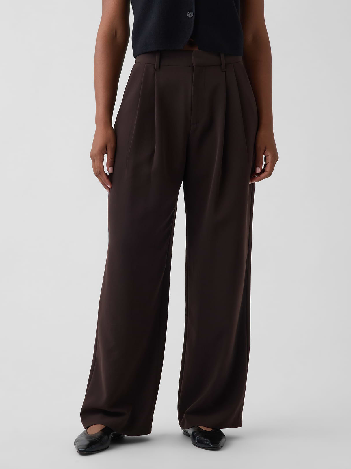 Curvy 365 High Rise Pleated Trousers - Terra brown