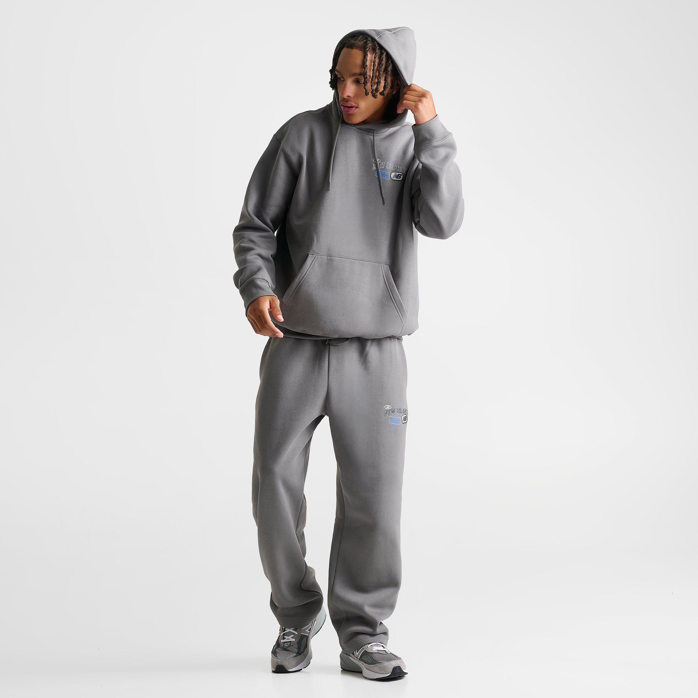 Men's New Balance Puffed Fleece Pullover Hoodie - Grey/Blue - view 2