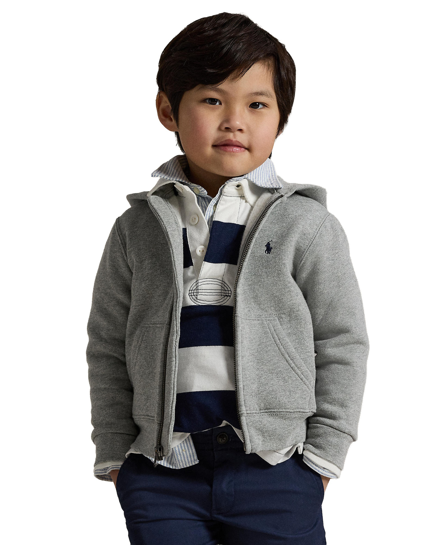 Polo Ralph Lauren Boys' 2T-7 Cotton Fleece Hoodie - Dark Sport Heather