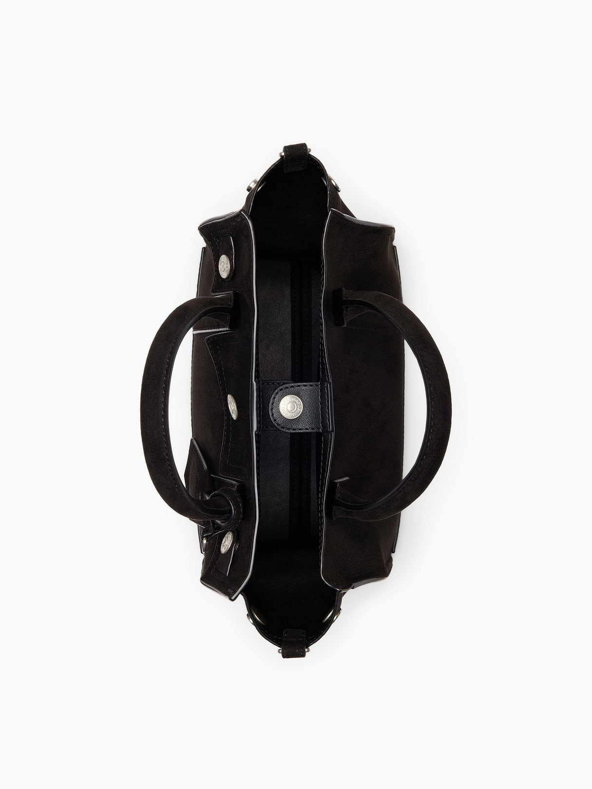 Vegan Suede Five Pocket Tote - Black