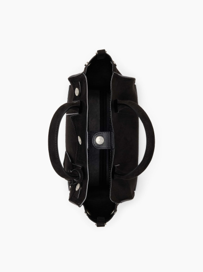 Vegan Suede Five Pocket Tote - Black