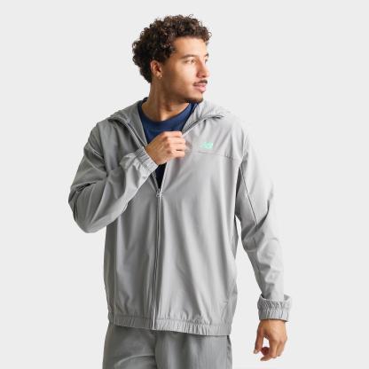 Men's New Balance Performance Full-Zip Woven Jacket - Grey Matter/Mint - view 1