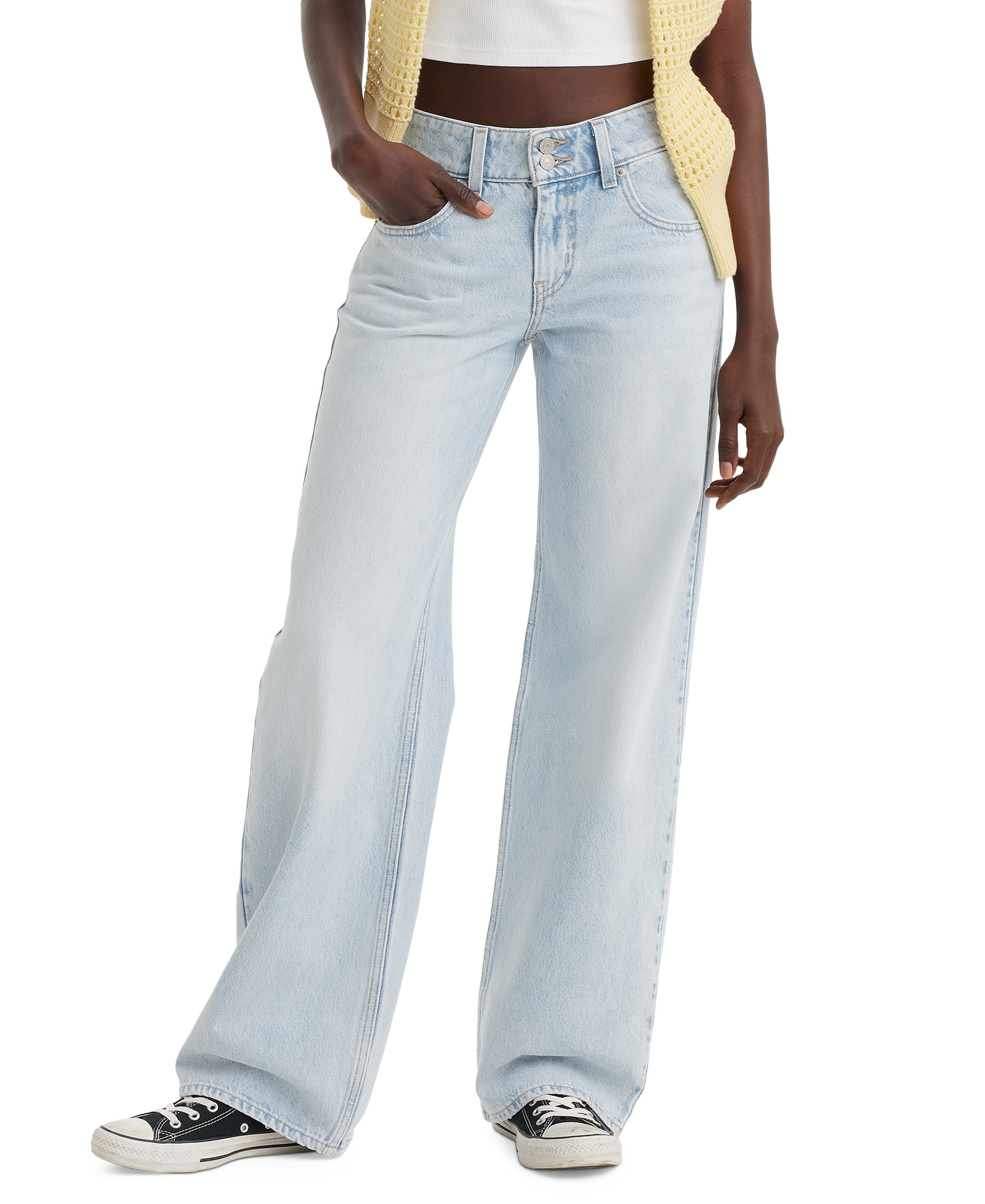 Levi's Women's Super-Low Double-Button Relaxed-Fit Denim Jean - Abraided Art