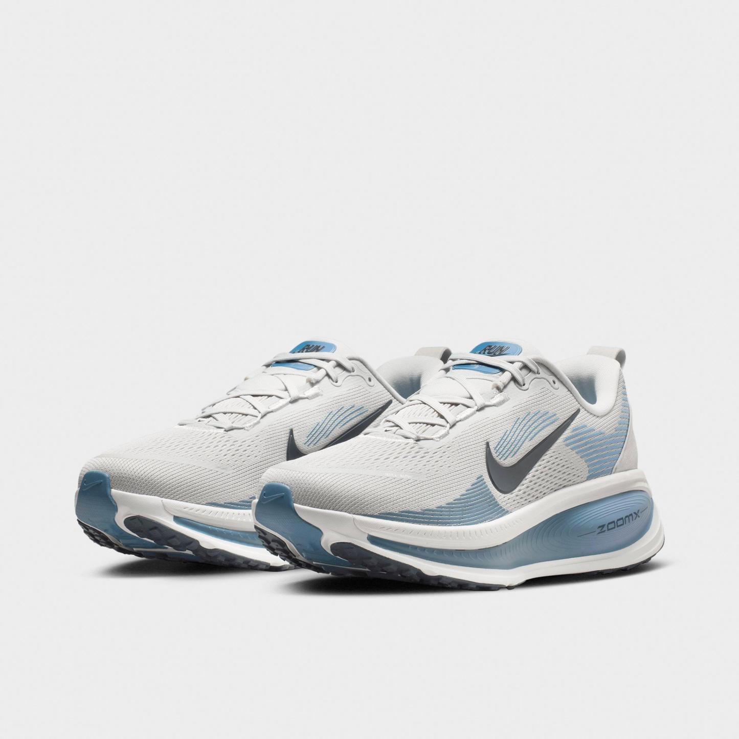 Men's Nithtke Vomero 18 Running Shoes - Part 1 - Grey Fog/Off White/Work Blue/Dark Obsidian - Both shoes facing left