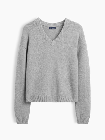 CashSoft Oversized V-Neck Sweater - Charcoal grey
