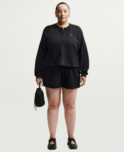 Nike Women's Sportswear Chill Waffle Loose Mid-Rise Shorts - Black/Sail
