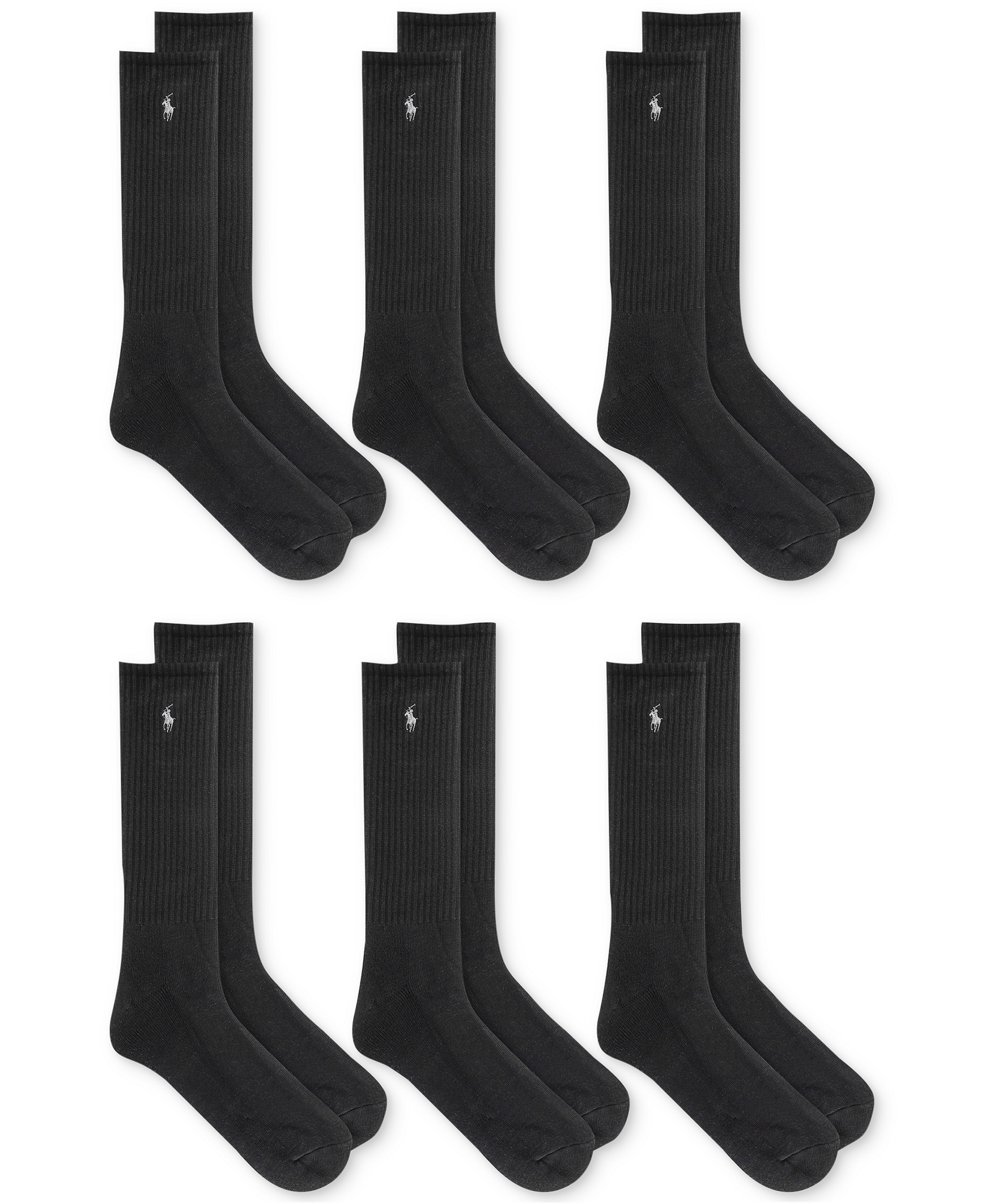 Polo Ralph Lauren Men's 6-Pk. Performance Sport Crew Socks - Black