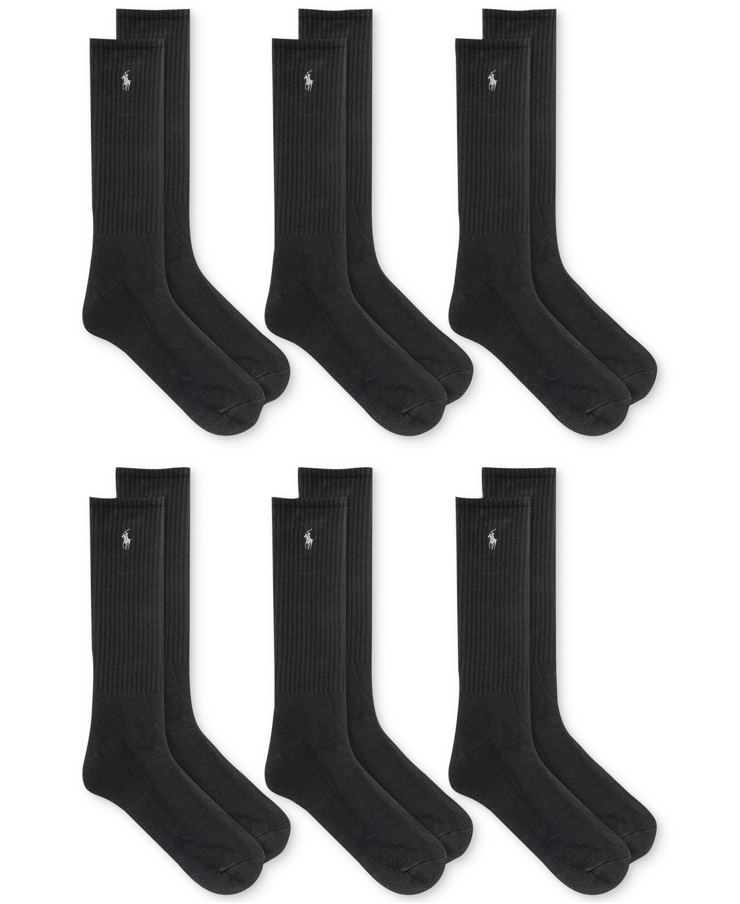 Polo Ralph Lauren Men's 6-Pk. Performance Sport Crew Socks - Black