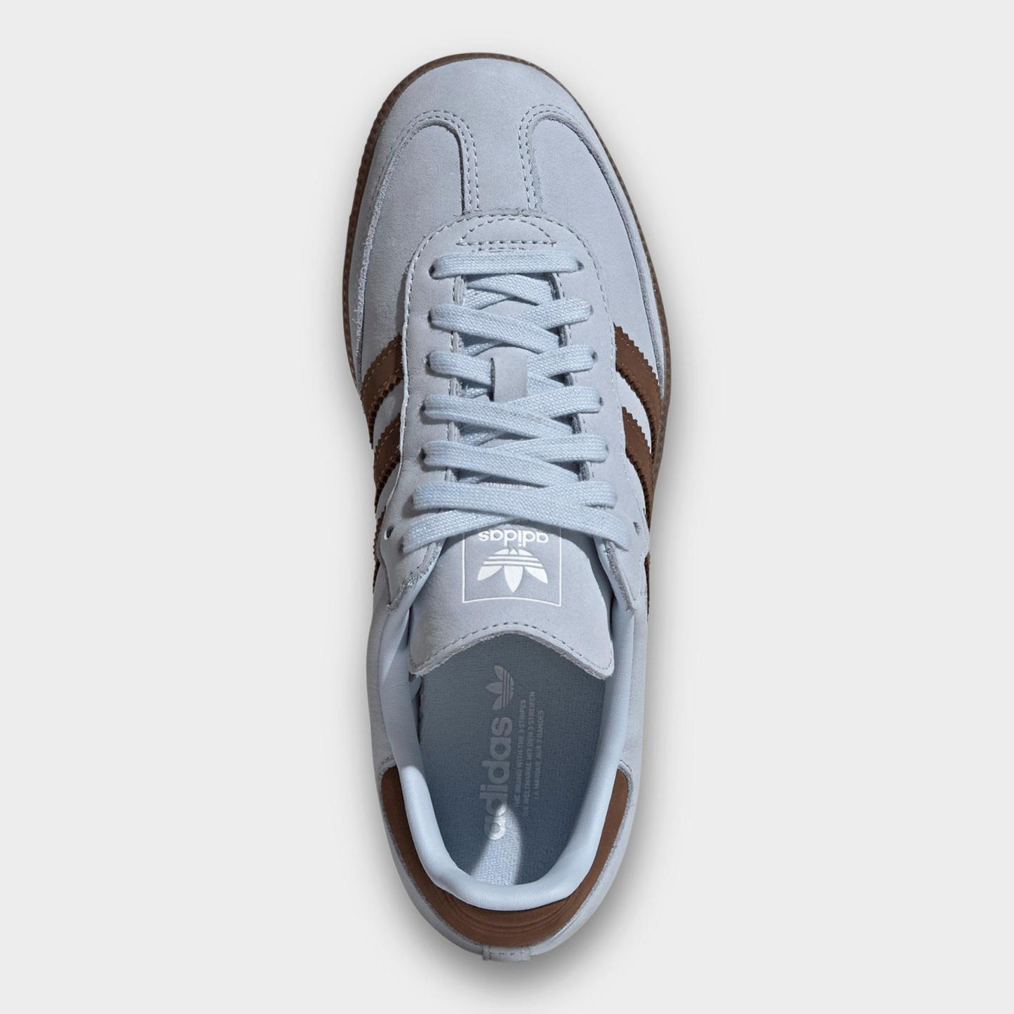 Women's adidas Originals Samba OG Casual Shoes - Part 4 - Crystal Sky/Earth Strata/Cloud White - Top view
