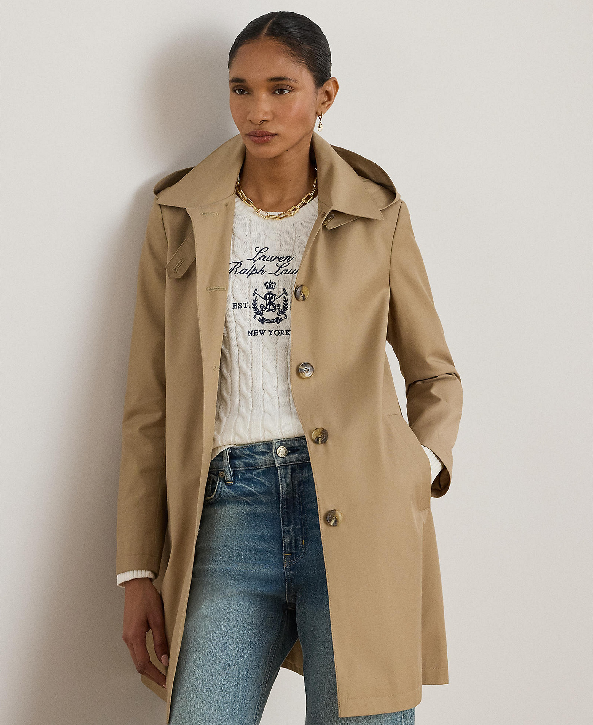 Lauren Ralph Lauren Women's Hooded Raincoat - Sand