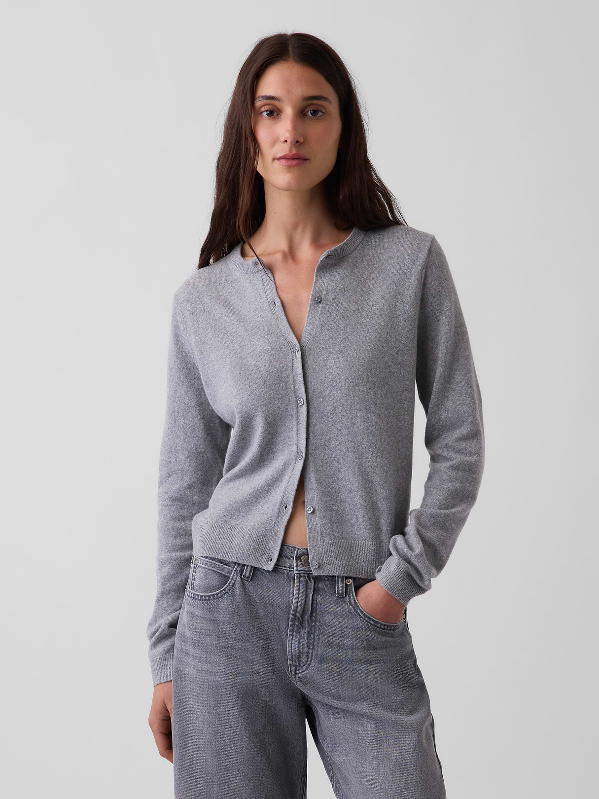 CashSoft Crop Cardigan - Heather grey