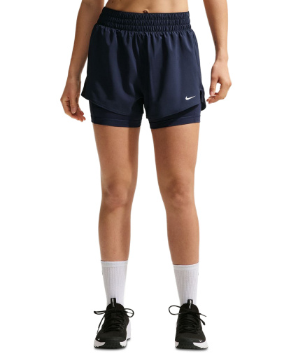 Nike Women's One Dri-Fit High-Waist 2-in-1 Shorts - Midnight Navy/White