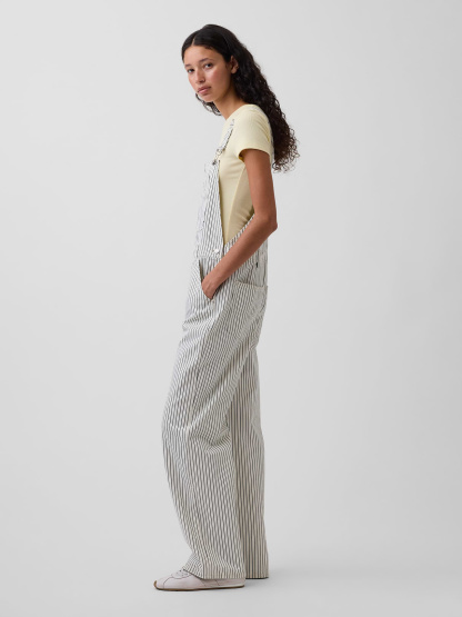 Loose Overalls - Navy blue stripe