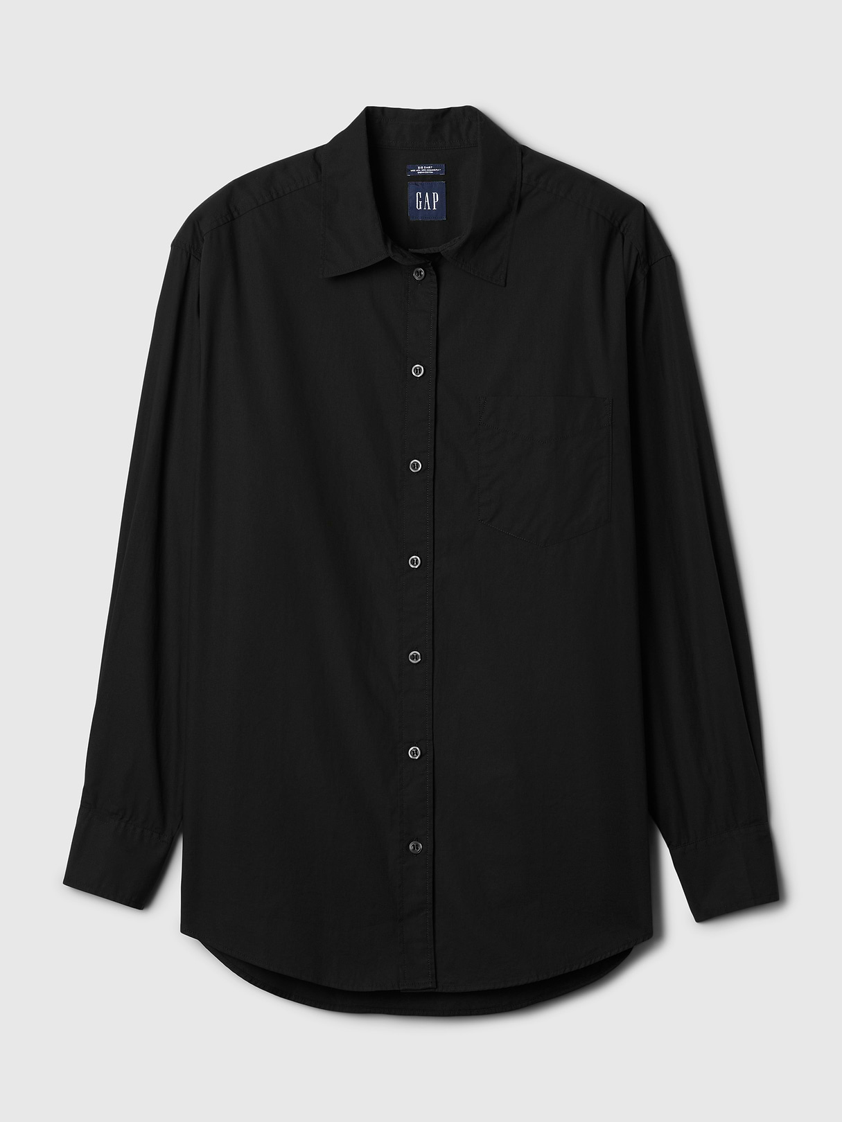 Organic Cotton Poplin Big Shirt - Black