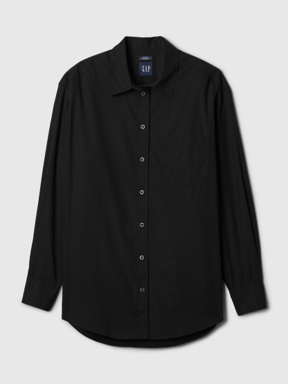 Organic Cotton Poplin Big Shirt - Black