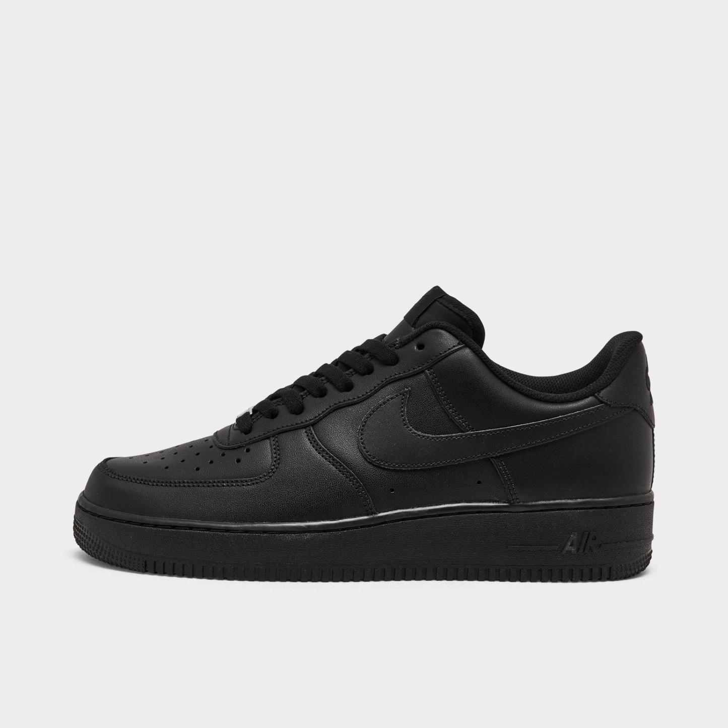 Men's Nithtke Air Force 1 '07 Casual Shoes - Part 2 - Black/Black - Left shoe facing left. Outside of the shoe.