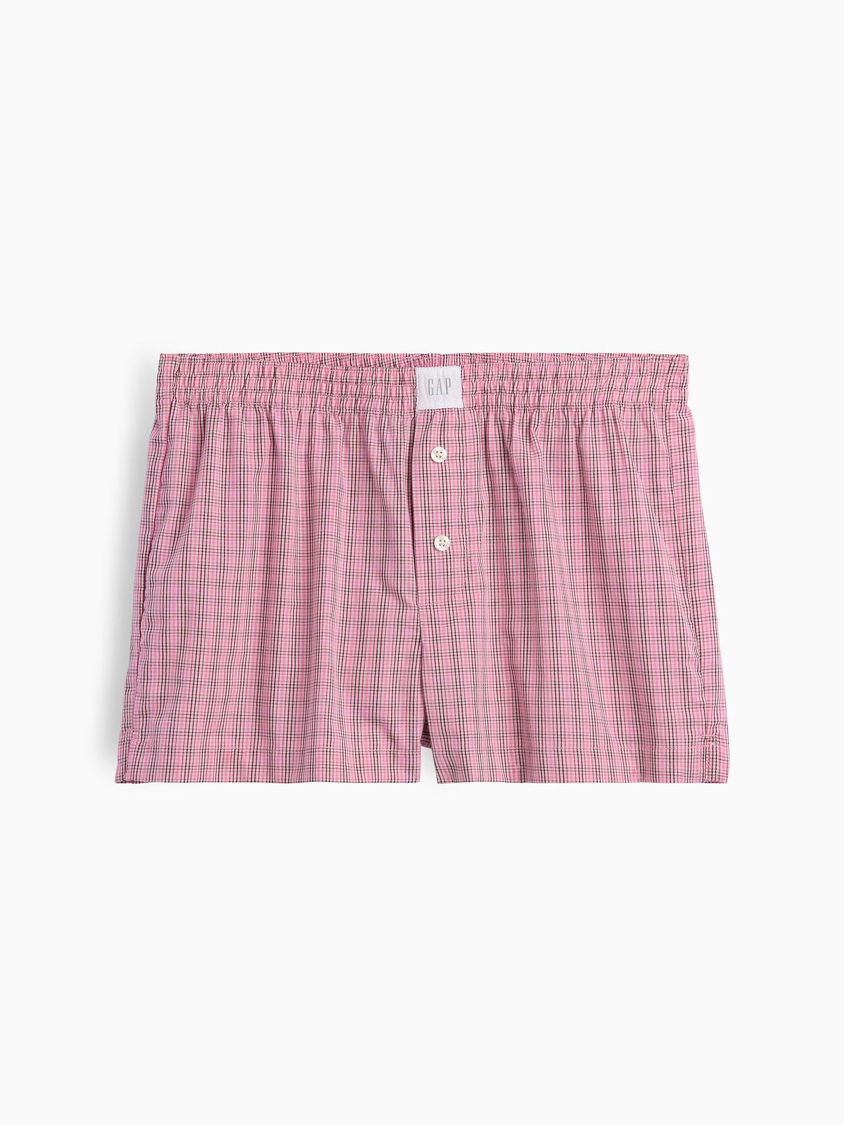 Poplin PJ Boxer Shorts - Pink plaid