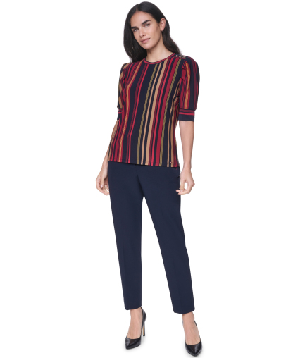 Tommy Hilfiger Women's Short-Sleeve Striped Top - Midnight Multi
