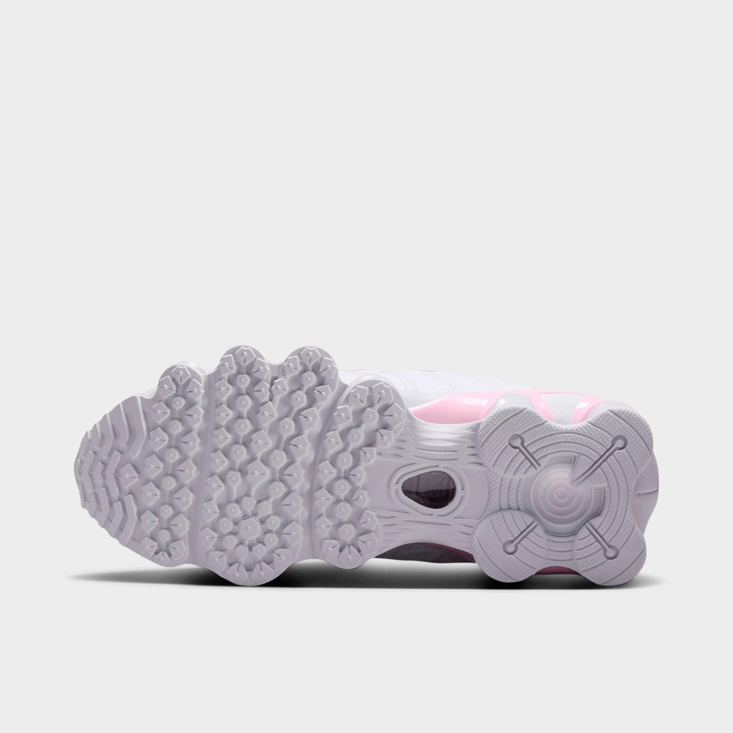 Big Kids' Nithtke Shox TL Casual Shoes - White/Pink Foam/Metallic Silver - Bottom view